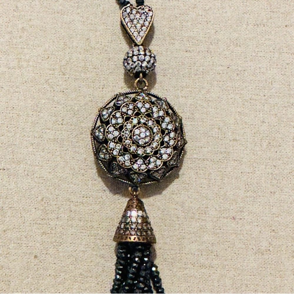 Grand Bazaar | Necklace | Pyrite CZ Sunburst Tassel Necklace - Picture 7 of 13